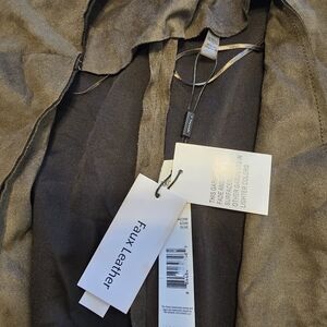 Faux Leather Womens Cardigan - Green